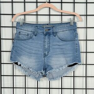 Nature Cutoff Denim Shorts Womens Medium Blue Stretch Midrise Casual Festival‎